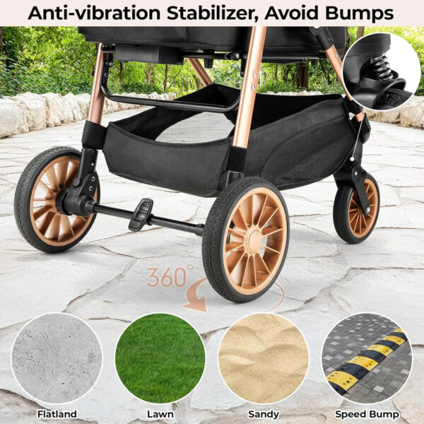 Luxury Small to Medium Dog Stroller - Foldable 2 in 1 Pet Stroller for Dogs up to 55 lbs - Image 6