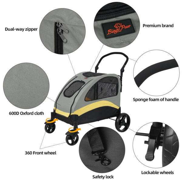 Large Foldable Dog Stroller - Breathable Animal Carrier that  loads up to 121 lbs - Image 5